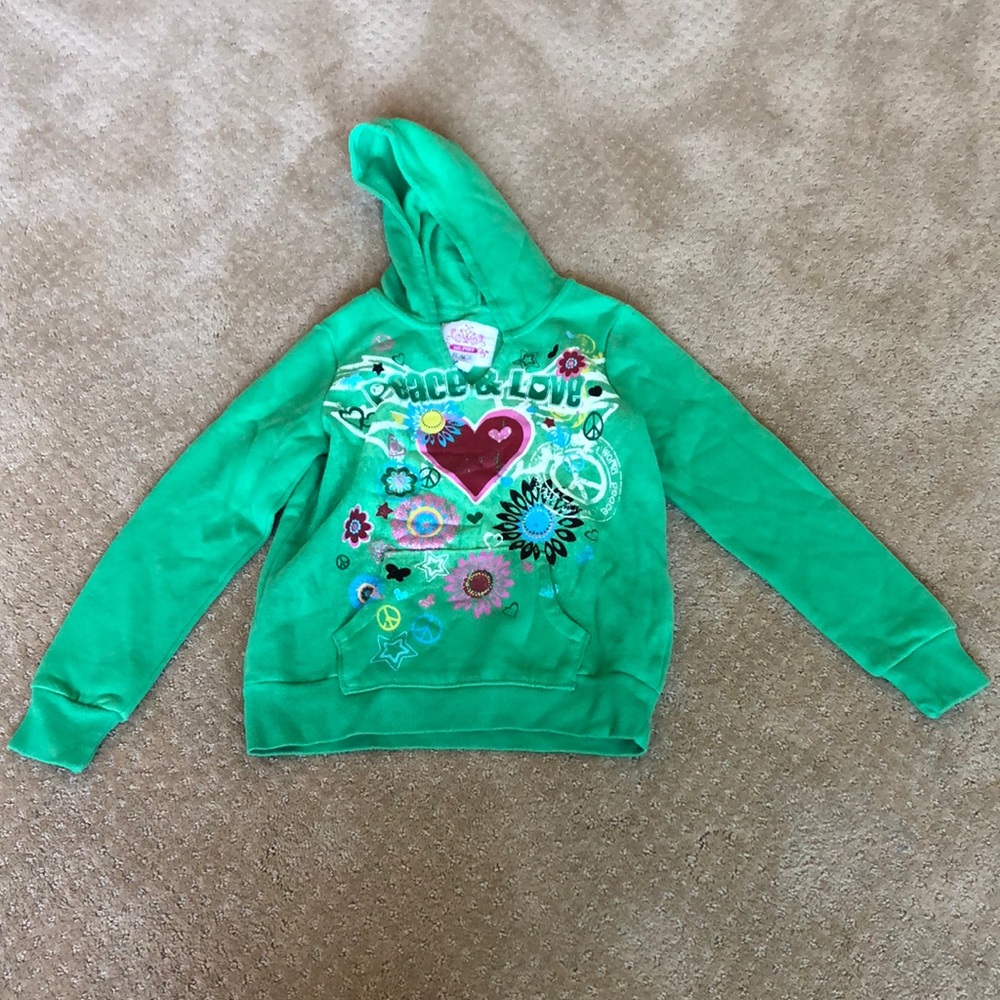Green children’s place hoodie.